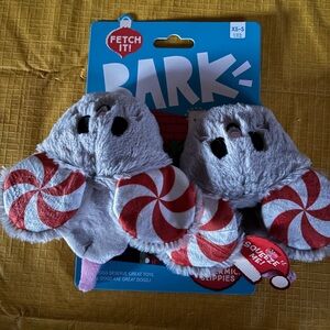 Bark Gray and Red Plush Dog Toy